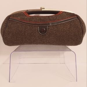Women's Brown/Beige Tweed Clutch Bag